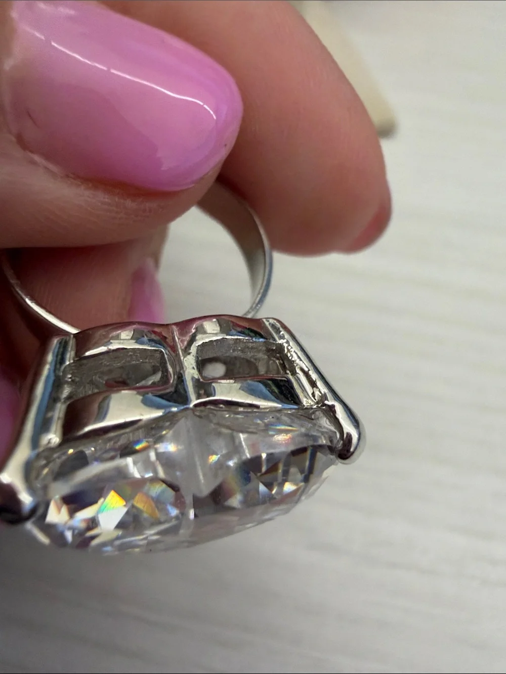 Heart-Cut Clear Stone Ring in Silver